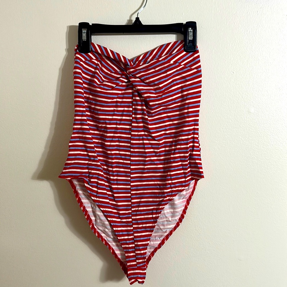 Red White and Blue Strapless Body Suit